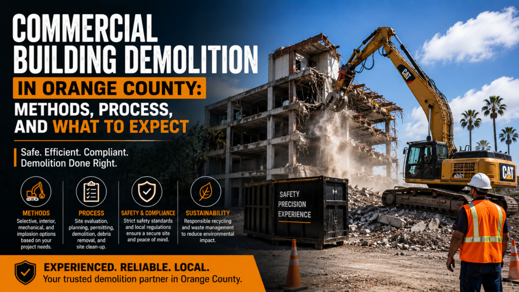 Commercial Building Demolition in Orange County: Methods, Process, and What to Expect
